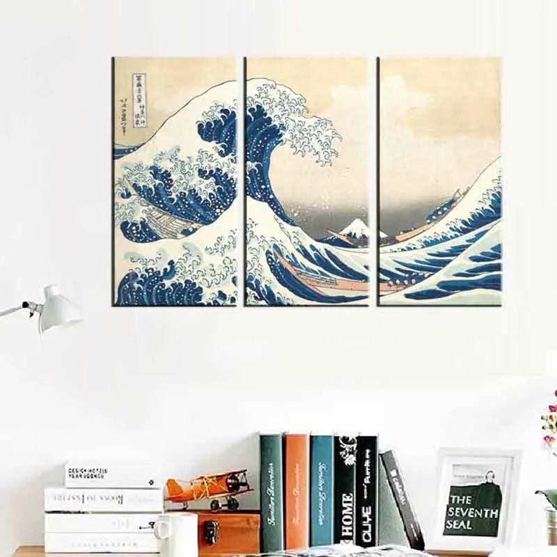 Известный Ukiyo-e Kanagawa холст для серфинга с принтом в японском стиле волнистый