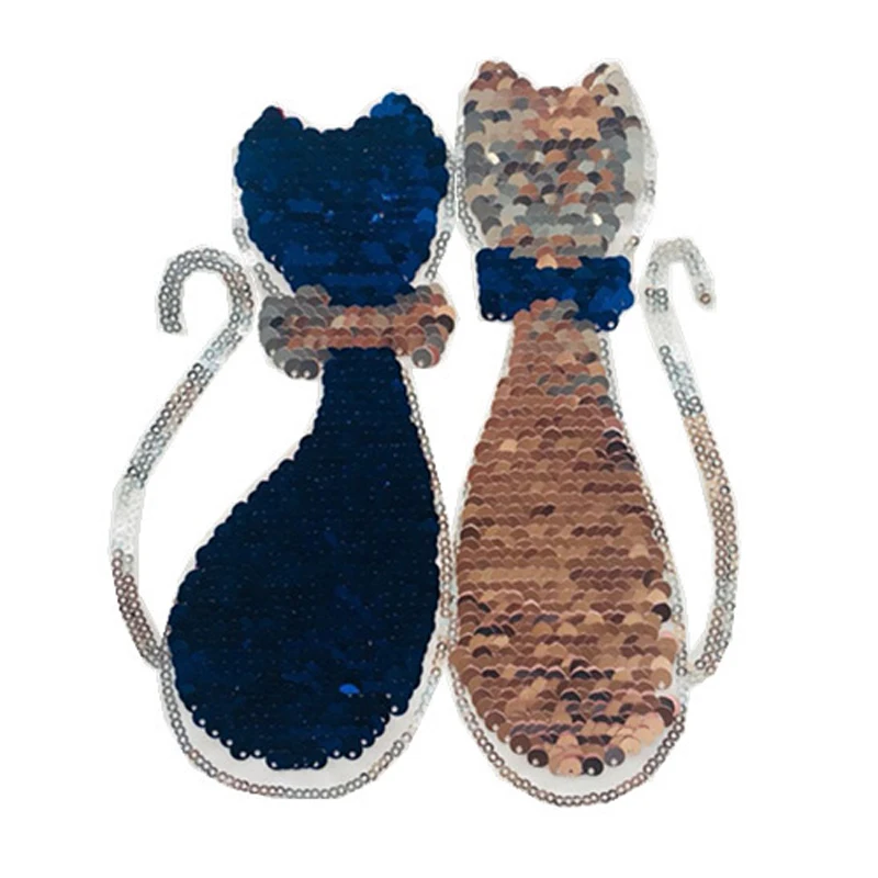 Cat Clothing Stickers Color Changing Sequins Reversible Sew Iron on Embroidered Patches DIY Applique Clothes | Дом и сад