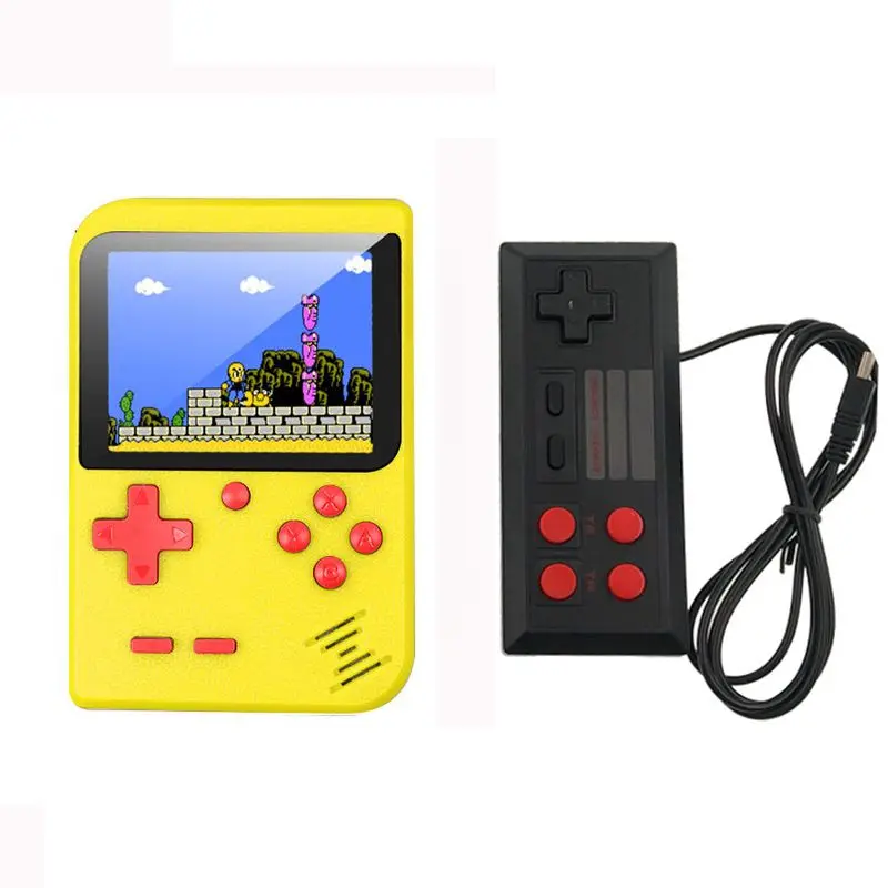 Yellow with Gamepad Игровая консоль Ретро мин портативная игровая консоль 8 бит 3,0 дюймов цветной ЖК-дисплей детский игровой плеер встроенный 400 игр - Цвет: Yellow with Gamepad