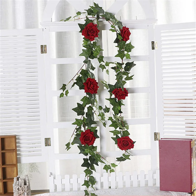 180cm Rattan Red Имитация роз ротанга Свадебные стены фон украшения искусственный цветок отель Добро пожаловать фестиваль вечерние украшения стен - Цвет: 180cm Rattan Red