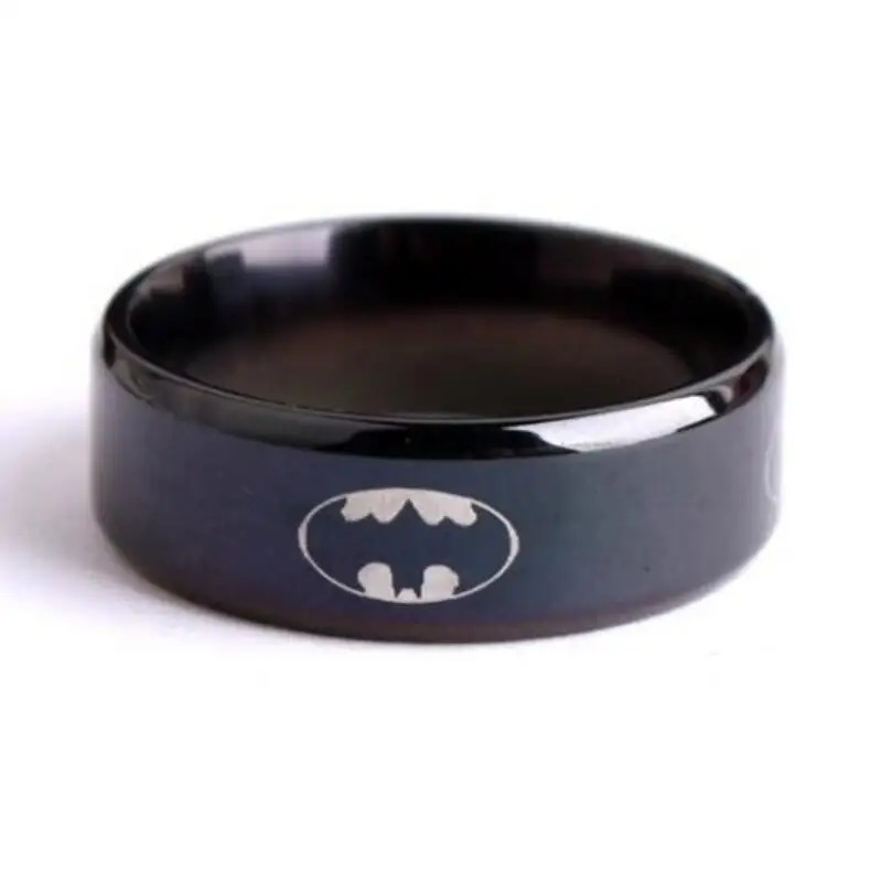 Мужское черное титановое кольцо 8 мм|Кольца| |