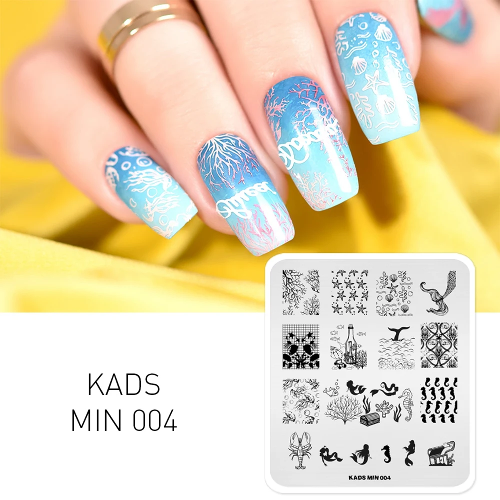 Kads 10 видов конструкций пластины для стемпинга ногтей Nail Art шаблон Звезда рыбьей