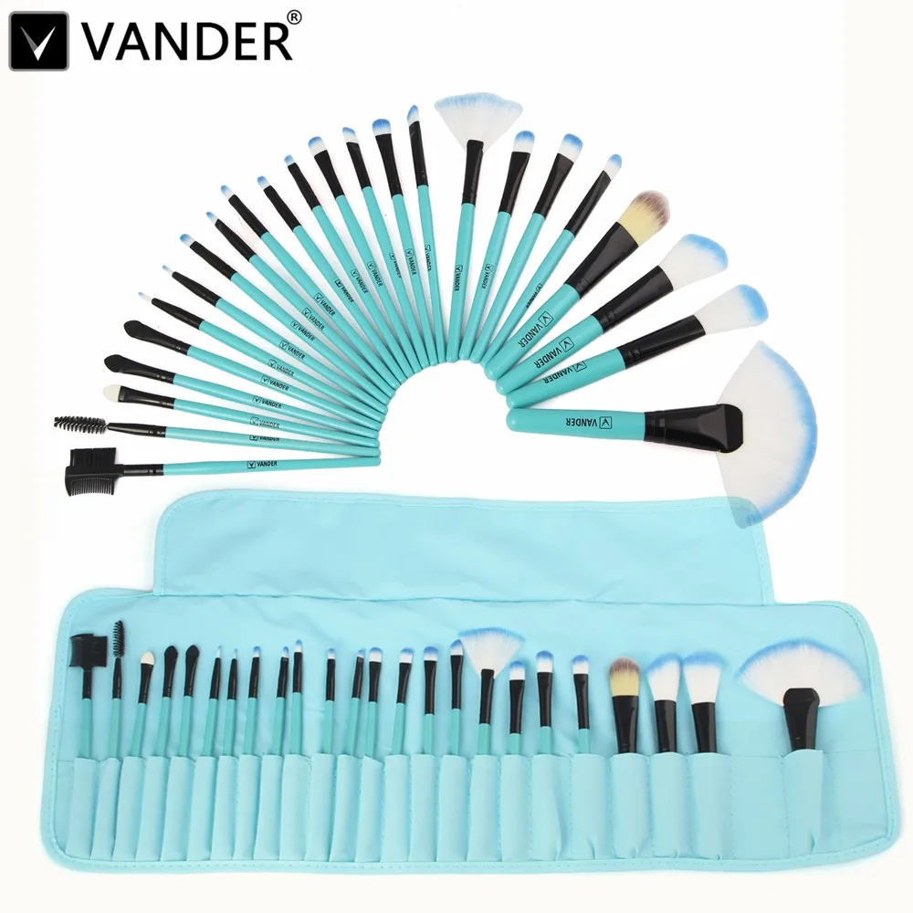 

Vander Pro Makeup Brushing Brushes Set 24pcs/lot Blue Pinsel Cosmetic Foundation Powder Blush Eyeliner Blending Brushes w/Bag