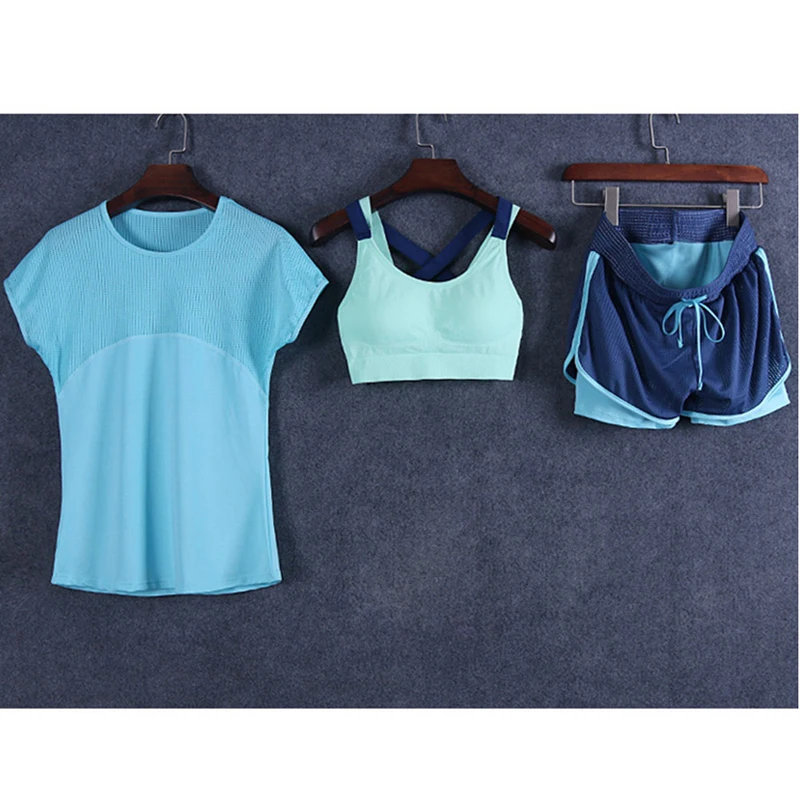 2018 Летняя женская спортивная одежда из 3 предметов эластичные спортивные
