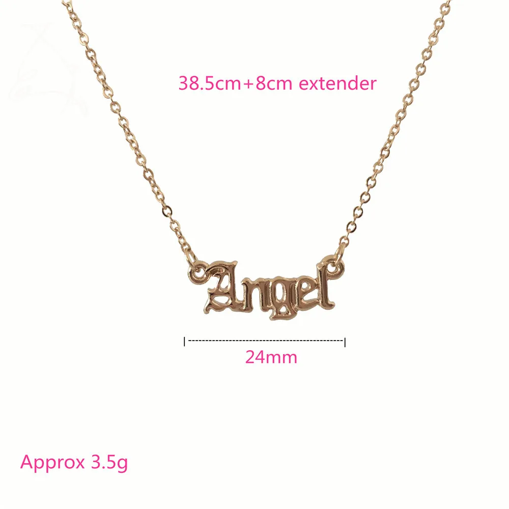 

CHIC WOMEN NECKLACE GOLD COLOR PLATING OLD EUROPE FONT ANGEL LETTER NECKLACE