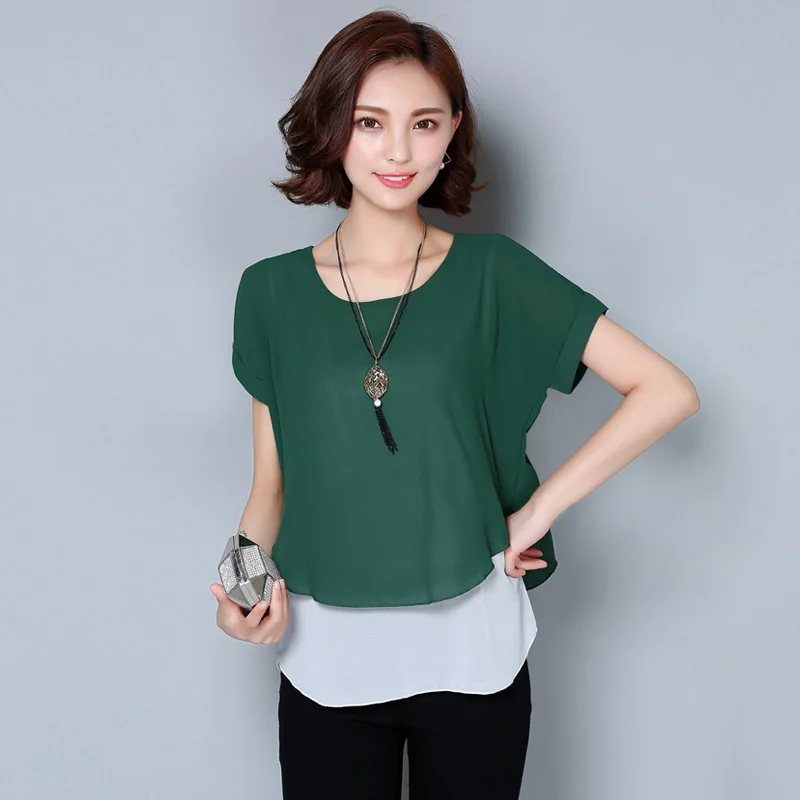 womens tops and blouses summer women 2021 Chiffon blouse Short sleeve women's shirt plus size 3195 50 | Женская одежда