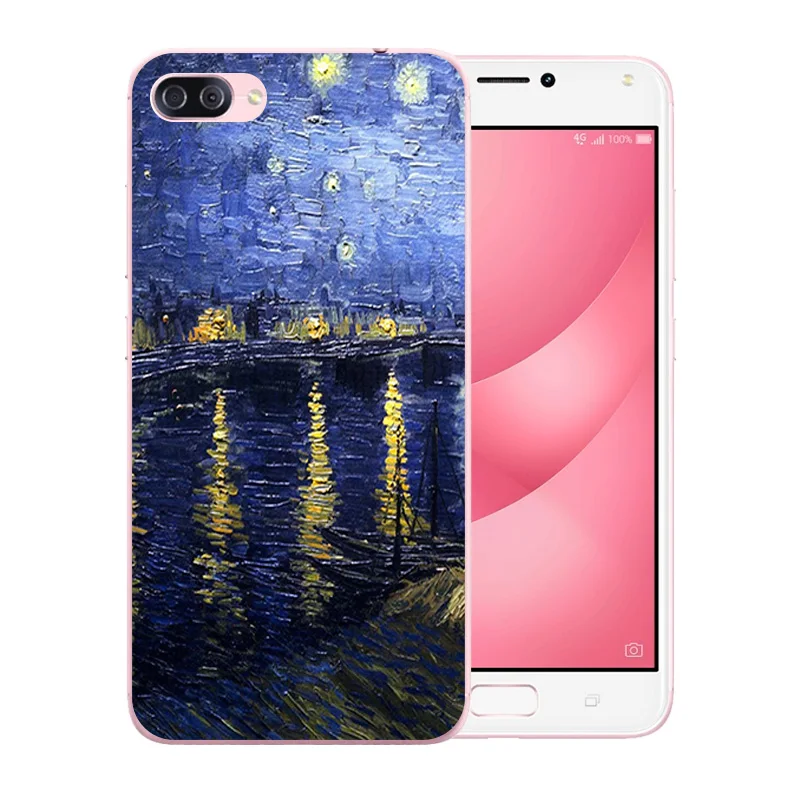 Мягкий чехол для Asus ZenFone 4 Max ZC554KL Van Gogh с узором из ТПУ силиконовый защитный