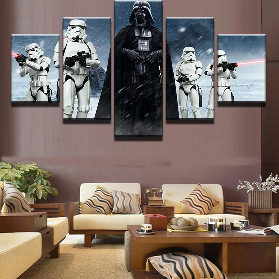 YSDAFEN 5 Stuks Star Wars Black Knight Imperial Stormtrooper Moderne Home Decor Canvas Foto Art HD Print kn-1030 | Дом и сад