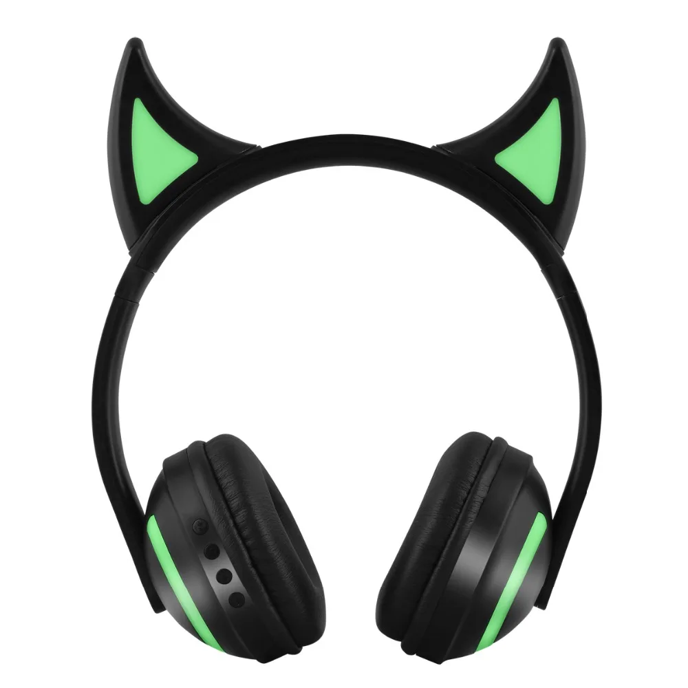 Bluetooth наушники с кошачьими/дьявольскими/оленьими ушками, 7 цветов, мигающие светящиеся кошачьи наушники, беспроводные наушники для детей, косплей