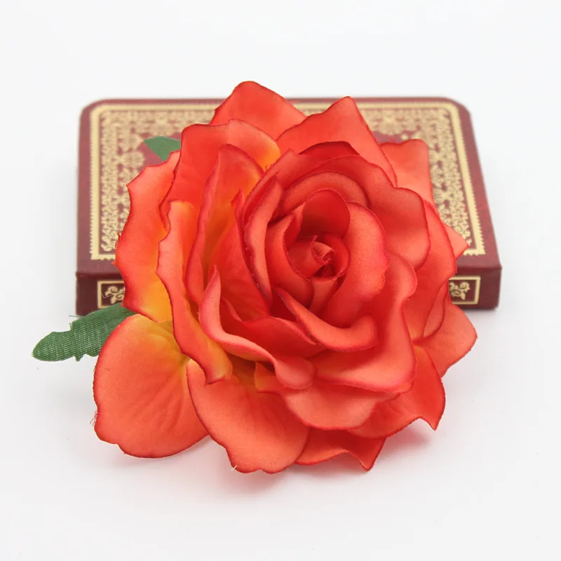 

10PCS/LOT Beautiful Artificial Rose Flower Silk Flowers Wedding Home Furnishings Christmas Ornament wreath flower heads Material