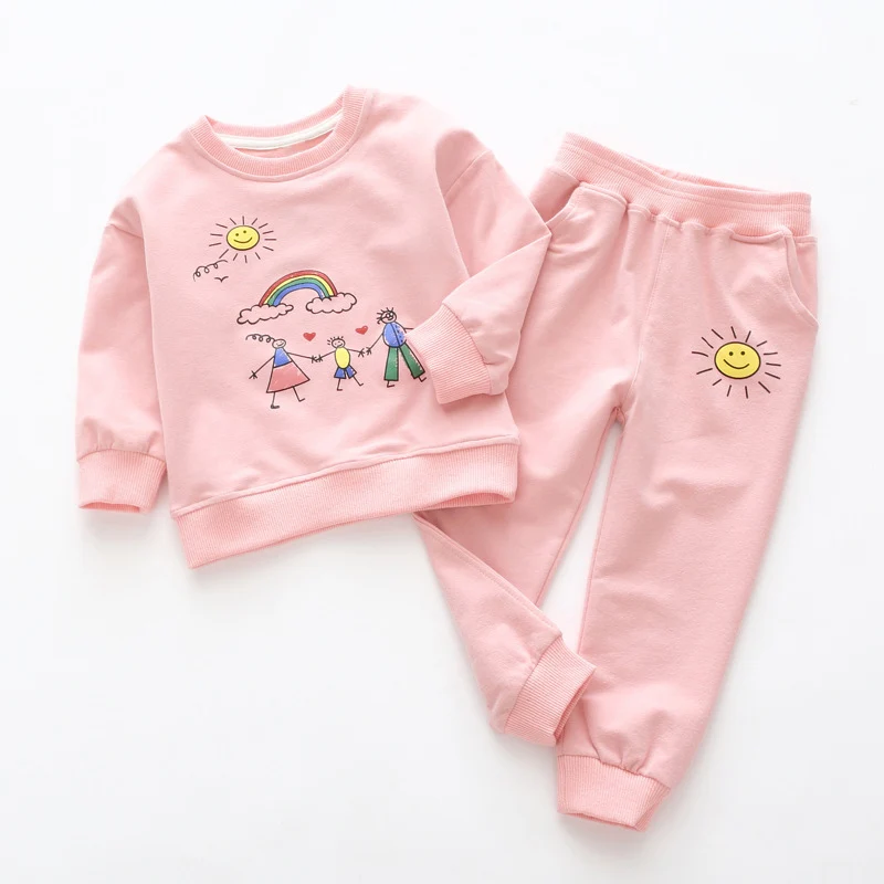 AZ1676 Pink Keelorn/комплекты одежды для девочек г. Осенняя Модная стильная детская одежда Толстовка с кружевом и рисунком лебедя+ штаны, комплект из 2 предметов, детская одежда - Цвет: AZ1676 Pink