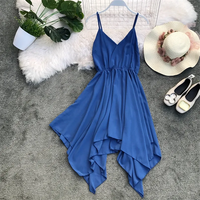 Boho Стиль v образный вырез сексуальное асимметричное летние женские миди платье