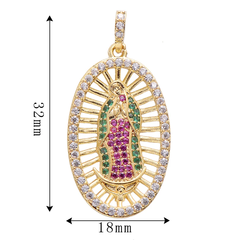Pipitree Lucky Virgin Mary, подвеска, подвески, мульти CZ, полые овальные подвески, для женщин, сделай сам, ожерелье, ювелирное изготовление, кубический цирконий, латунь