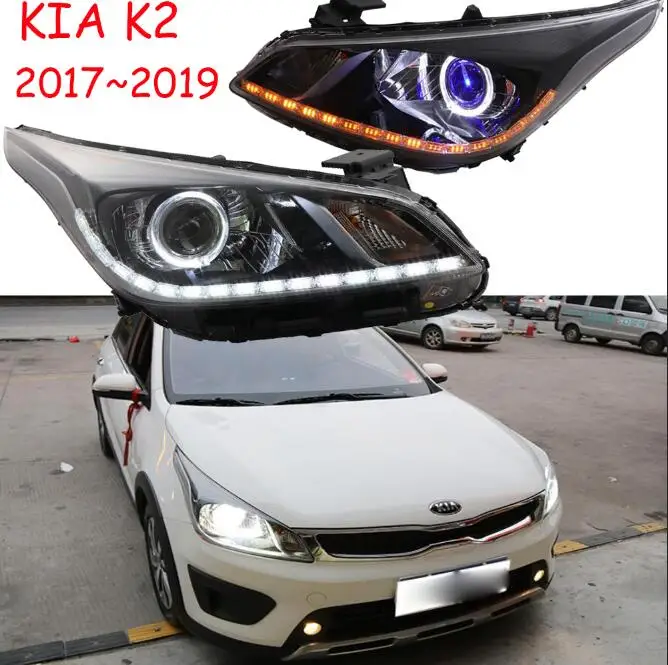 Model2 style 1set Bumper head lamp for KIA K2 Headlight~2019y car accessories,Front light for kia k2 rio headlamp fog - Цвет: Model2 style