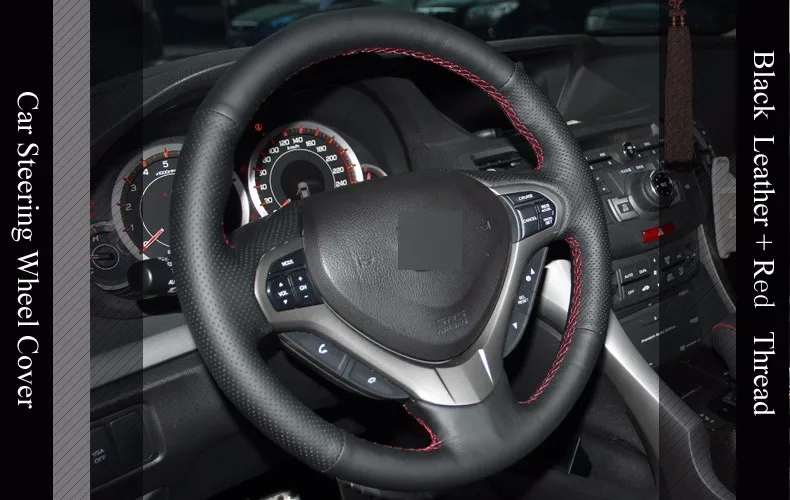 LQTENLEO черный искусственная кожа рук-прошитой рулевого колеса автомобиля Обложка для Honda Spirior OId соглашения