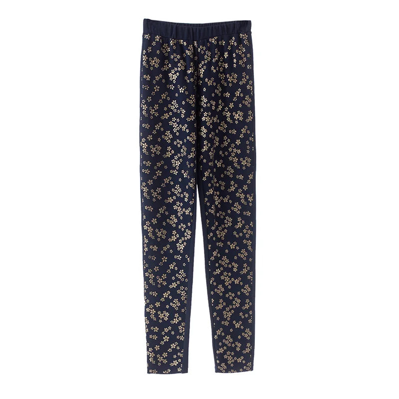 Жизнь в левой 2018 зима с цветочным принтом узкие брюки Тонкий Высокая талия стрейч