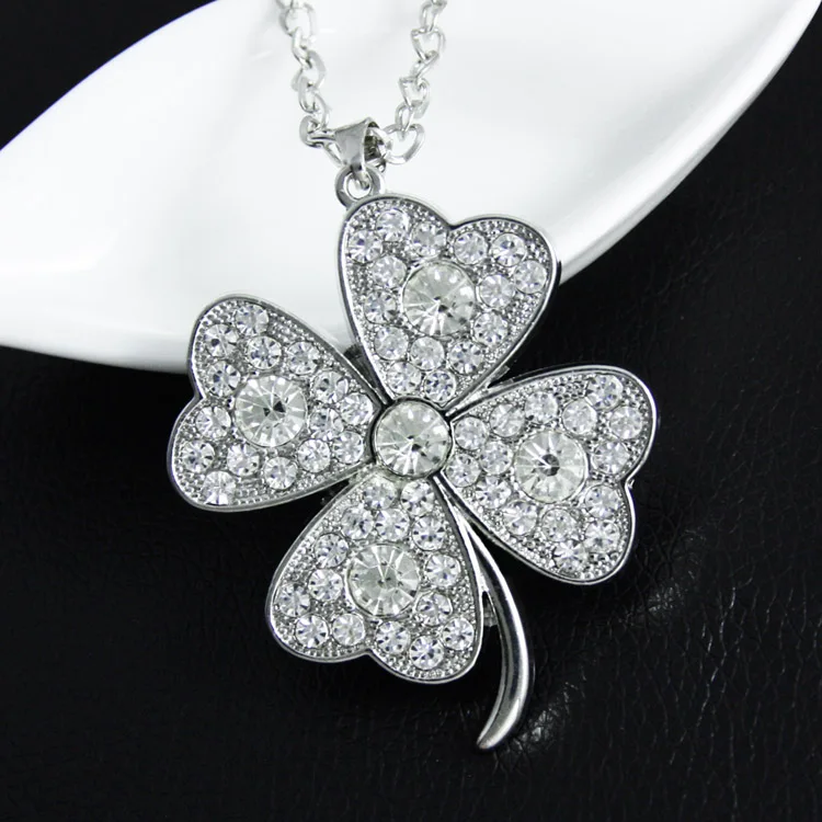 Женское ожерелье с листьями клевера FLOLA длинная цепочка золотистого цвета