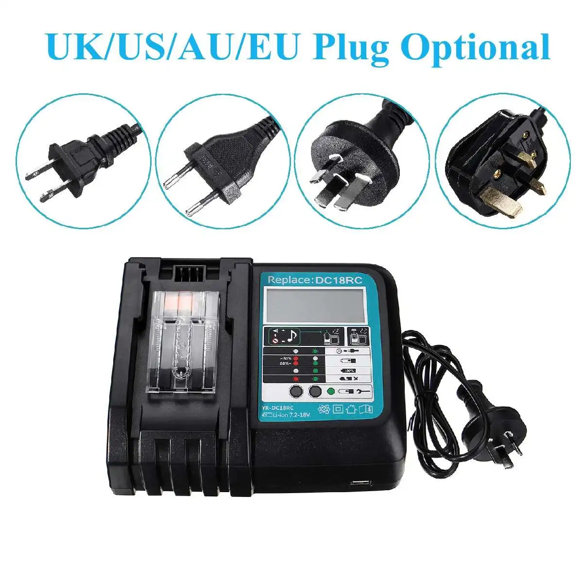 DC18RC быстрое зарядное устройство для литий ионных батарей BL1830 BL1840 BL1850