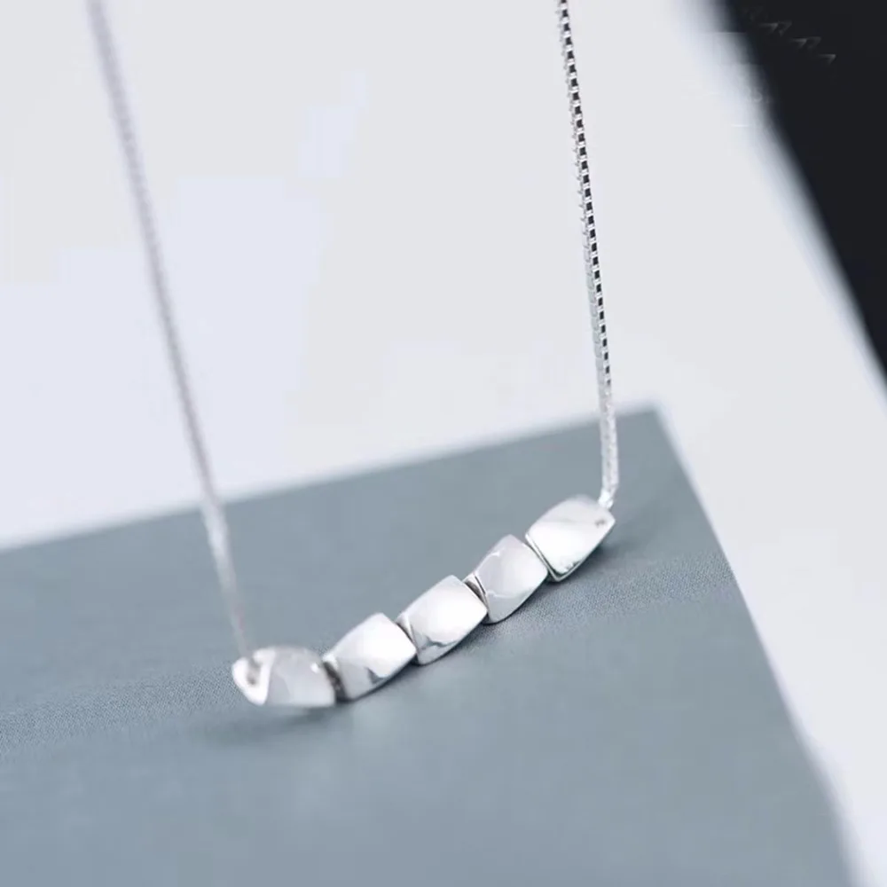 QIAMNI Dainty Square Box Cube Tube Bar Pendant Choker Necklace Women Girl Accessories Collar Christmas Gift | Украшения и