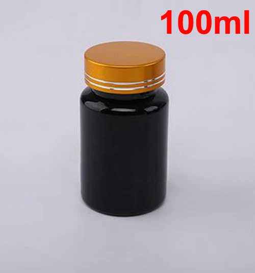 Matte Golden Cap 20 шт 100 мл ПЭТ толстые черные бутылки для таблеток Металлическая черная крышка, крышки sules бутылки, фармацевтическая пластиковая бутылка - Цвет: Matte Golden Cap