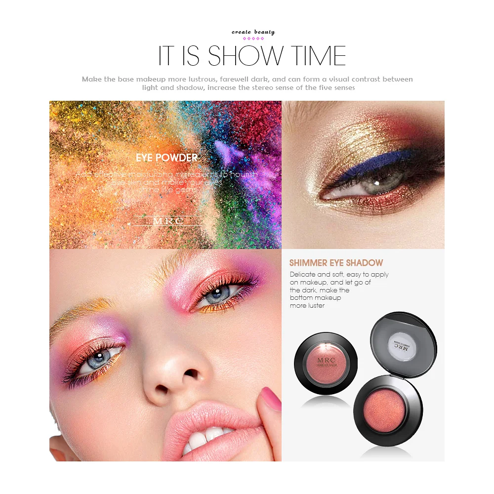 MRC New 6 Colors Bouncing Glitter Eyeshadow Waterproof Long-Lasting Powder Nude Makeup Eye Shadow with Magnetic Package |