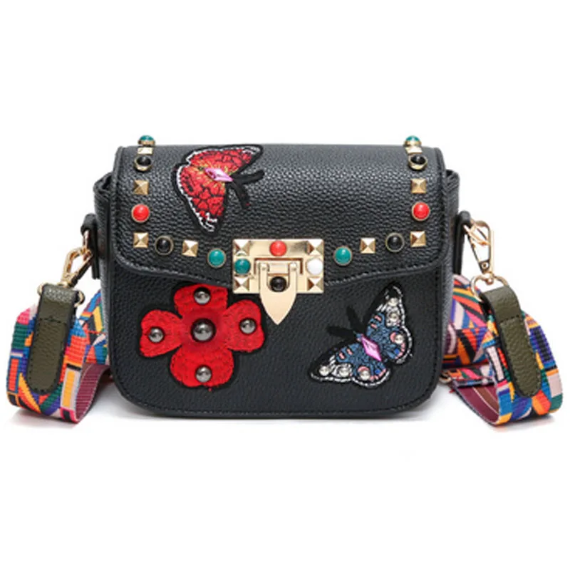 Женская сумка мессенджер Wobag маленькая сумочка с цветами Дизайнерская кожаная на