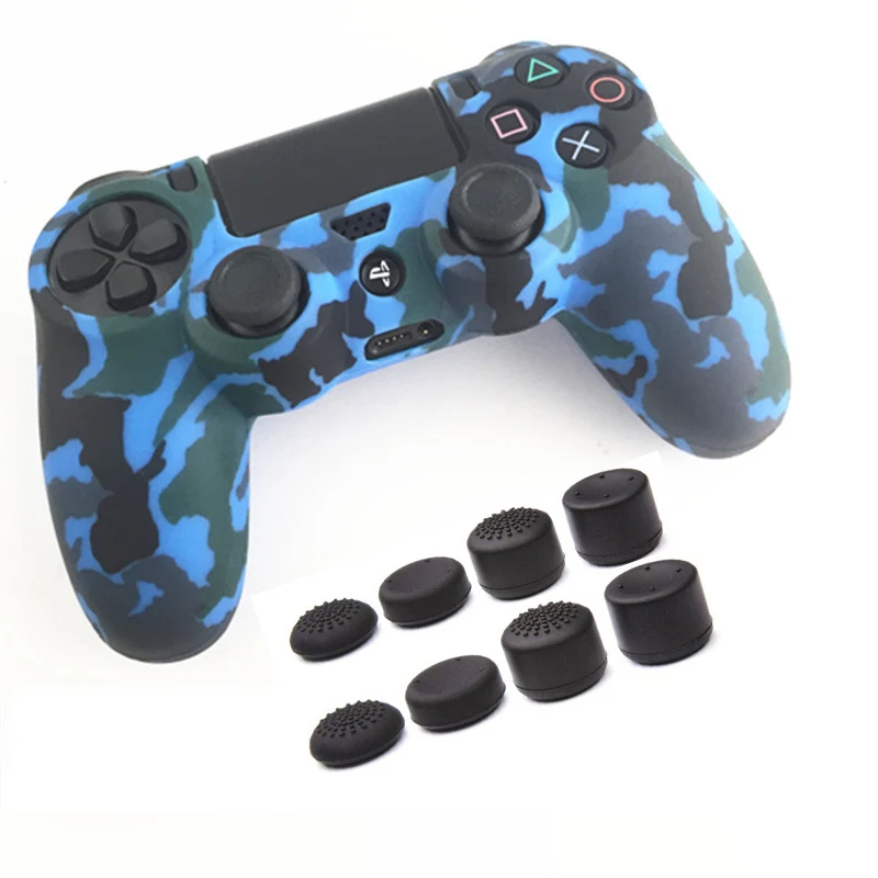 Камуфляжная силиконовая защитная накладка для контроллера Playstation 4 PS4 Pro Slim + 8