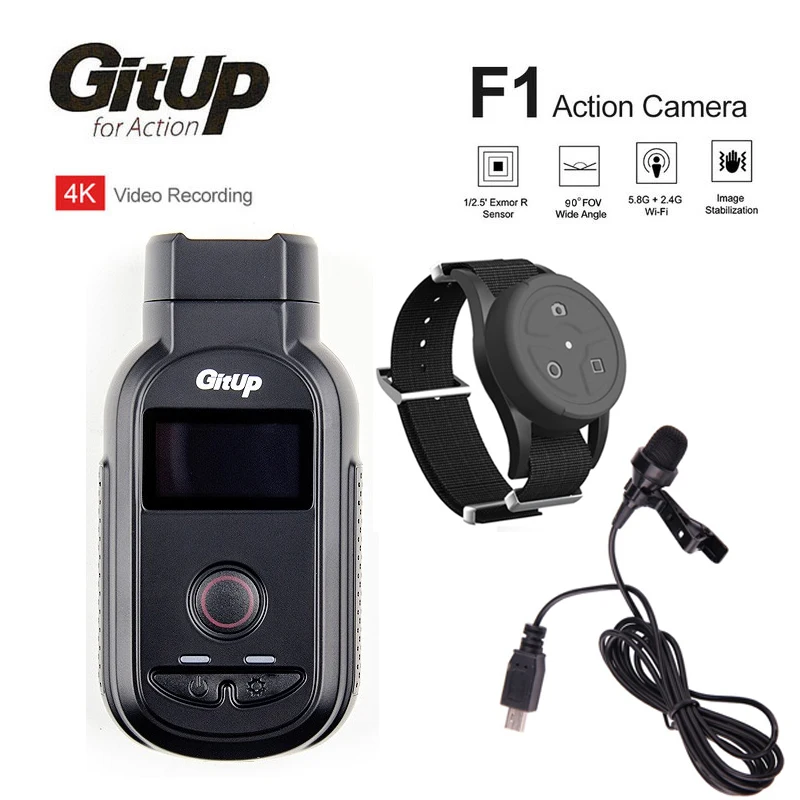 GitUp F1 90 FOV WiFi Ultra 4K 2160p спортивная экшн-камера, видео рекордер, уличная дорожная велосипедная видеокамера с внешним микрофоном и пультом дистанционного управления