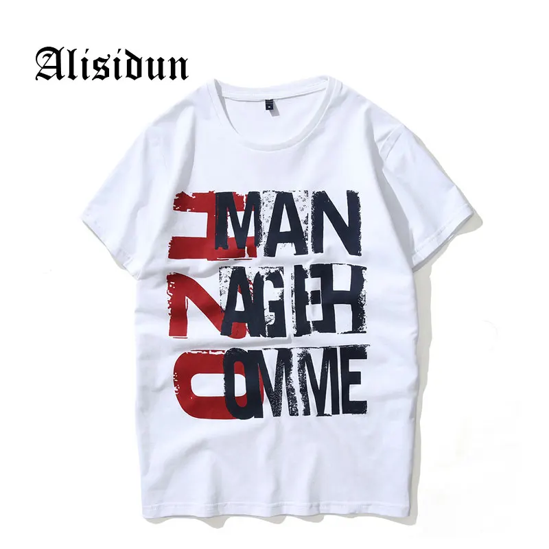 2018 Новая Мода Письмо печати Для мужчин хлопок T-shirs Повседневное Мужская футболка