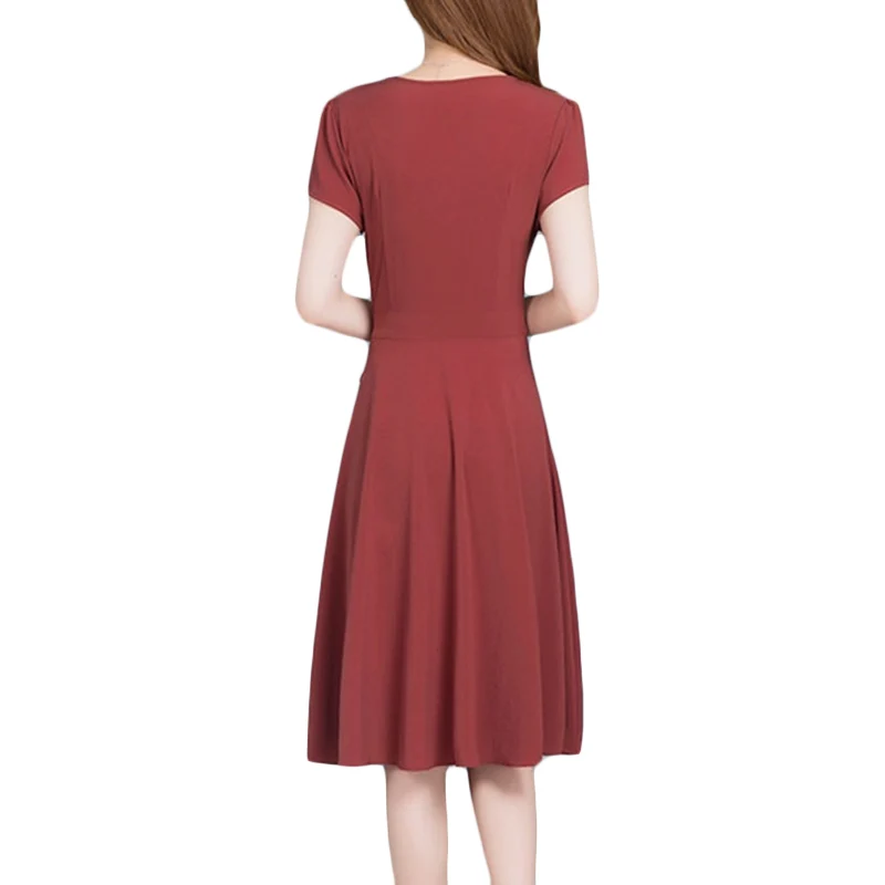

Dress Female Summer 2019 New long Paragraph A word Dresses High quality Women Short sleeve Pullover Plus size Dresses 6XL F330