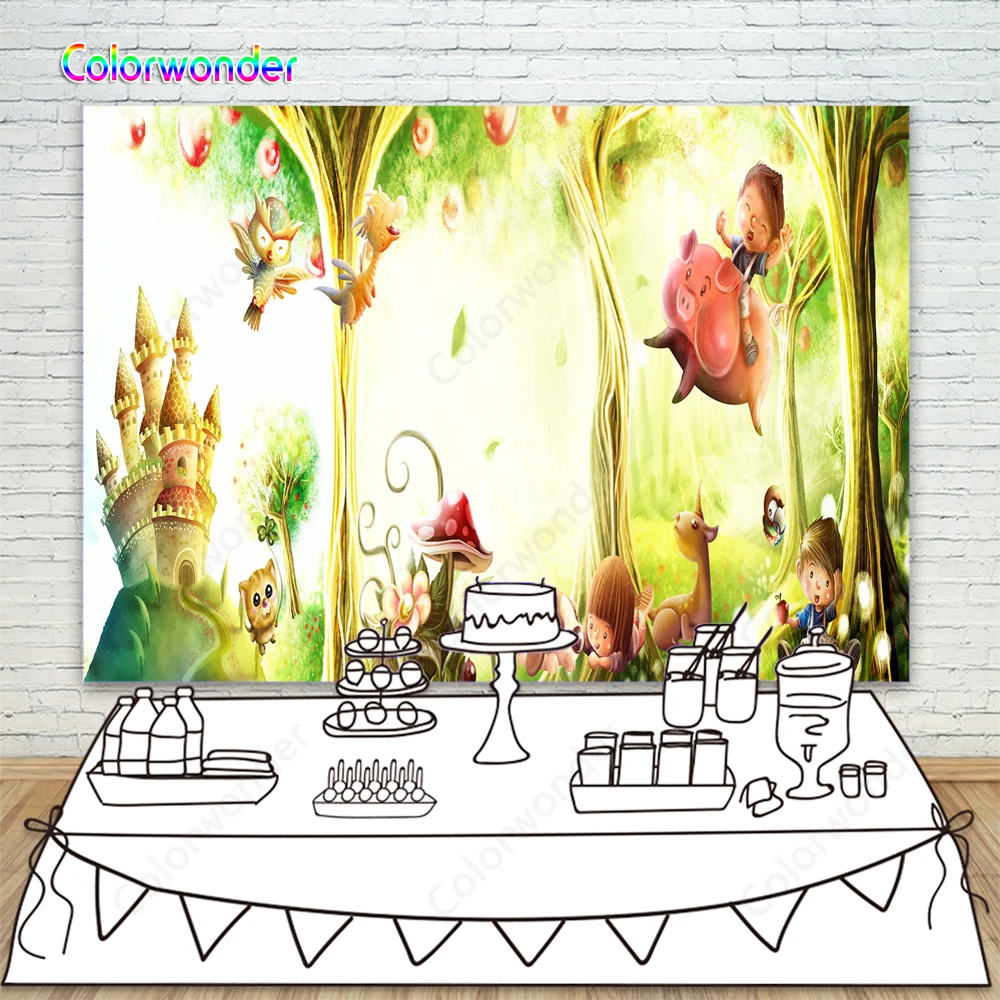 Фотофон Colorwonder для мальчиков и девочек с волшебными животными 7x5 кирпичный замок