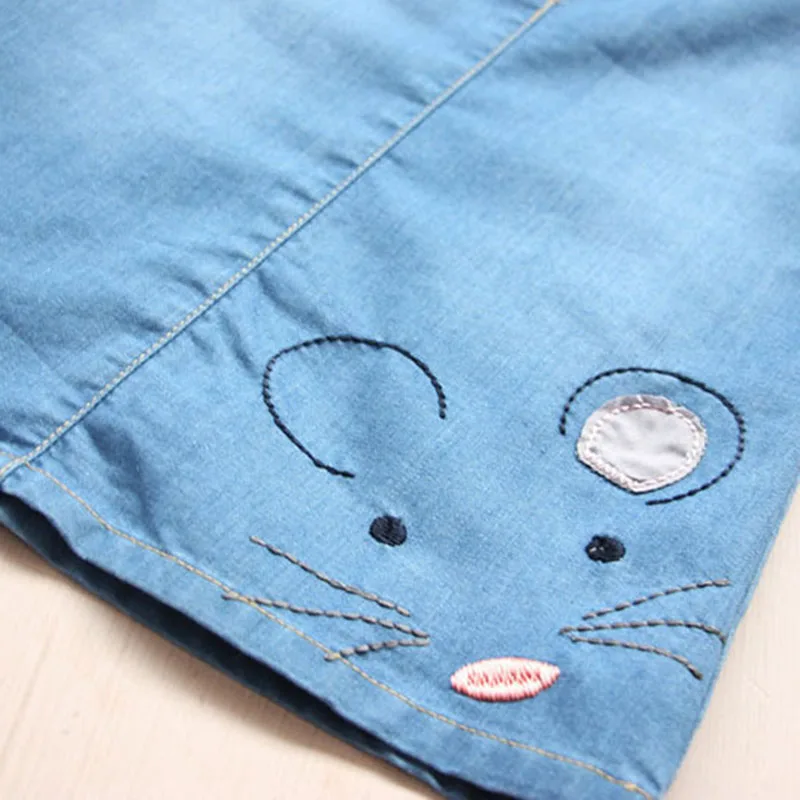 Комбинезоны для девочек милый рисунок Микки Мауса вышивка модное джинсовое