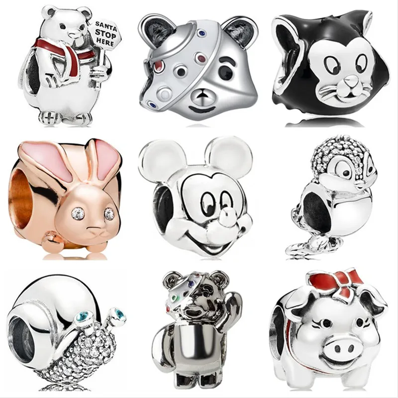 Простые Стильные милые эмалевые шармы в виде медведей собак птиц кошек Микки