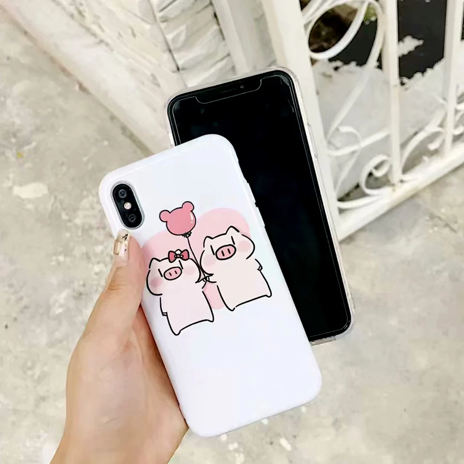 Милый чехол со Свинкой на заднюю панель для iPhone 6 S X мягкий из ТПУ 7 8 Plus с