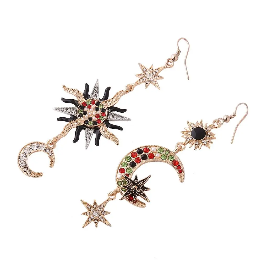 Boho шикарные серьги в форме капель Женские винтажные длинные свисающие Луна