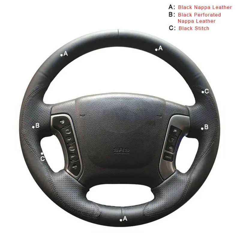 Автомобильная оплетка на руль для hyundai Santa Fe 2007 2008 2009 2010 2011 2012 авто чехлы на руль автомобиля-Стайлинг - Название цвета: Top Layer Leather