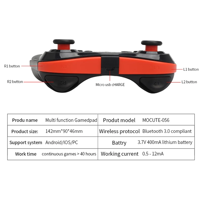 Mocute 054 056 игровой коврик Android VR ручка пульт дистанционного управления PUGB L1 R1