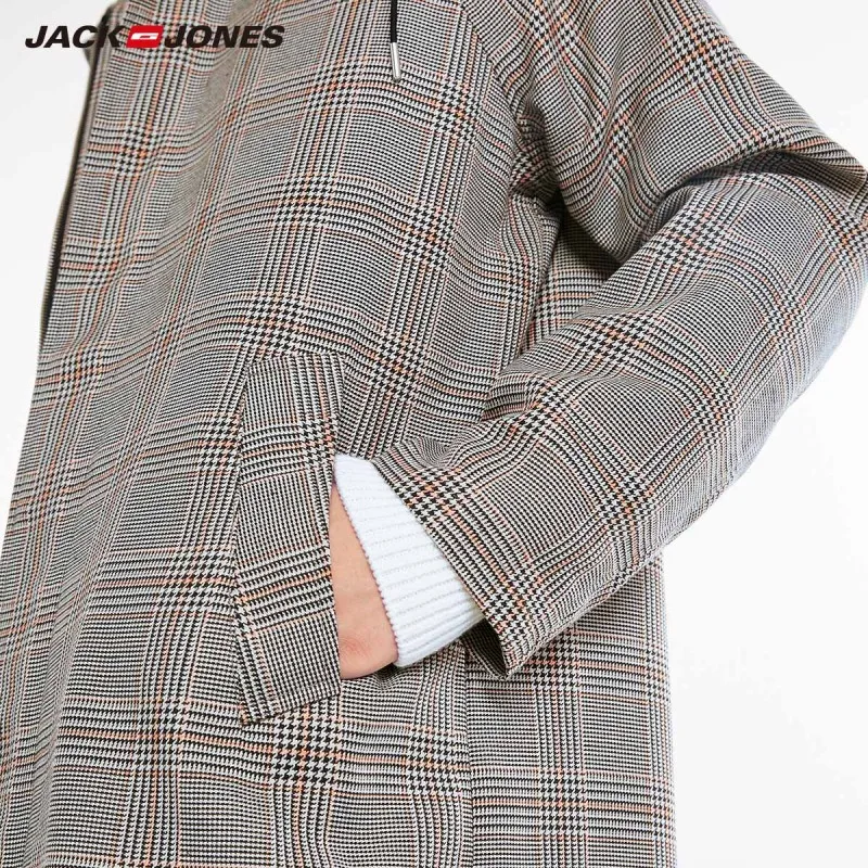 JackJones/осенний мужской модный Тренч в клетку Длинная Повседневная куртка 218321571 |