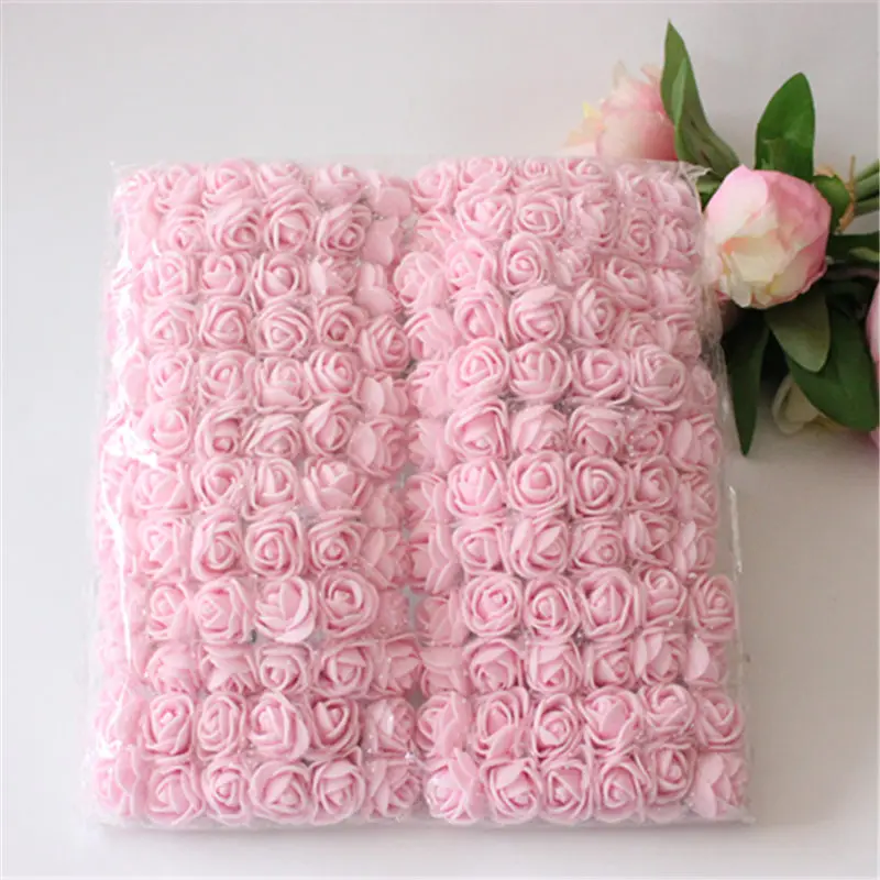 light pink 144 шт 2 см мини-поролоновая роза искусственный цветок букет разноцветная Роза Свадебные цветы украшения Скрапбукинг искусственный цветок Роза - Цвет: light pink