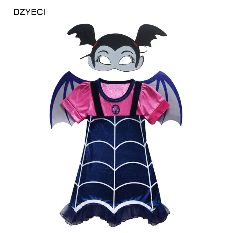 Blue2 Dress Mask Disfraz Vampirina/костюм для девочек; платье на Хэллоуин; детская маска; повязка на голову; эксклюзивное детское платье; Elza vetement enfant fille; Маскировка - Цвет: Blue2 Dress Mask