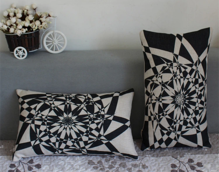 Nordic калейдоскоп подушек белье черный белый цвет с геометрическим рисунком