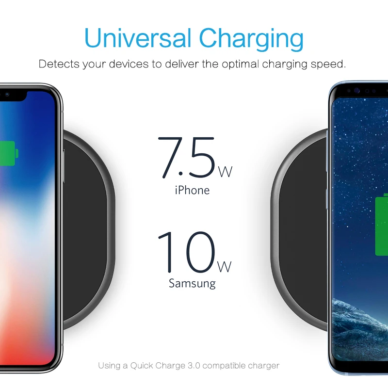 Беспроводное зарядное устройство Bull Qi 7 5 Вт для iPhone X 8 Plus 10 совместимый Samsung S9 S8 S7 S6