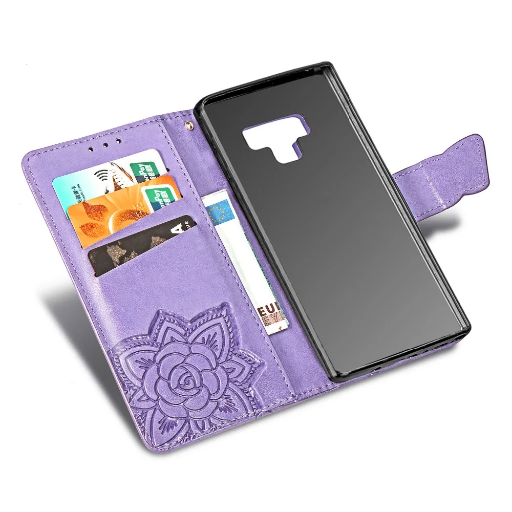 Чехол для Samsung Galaxy Note 9 кожаный чехол с цветком бабочкой и под давлением samsung note