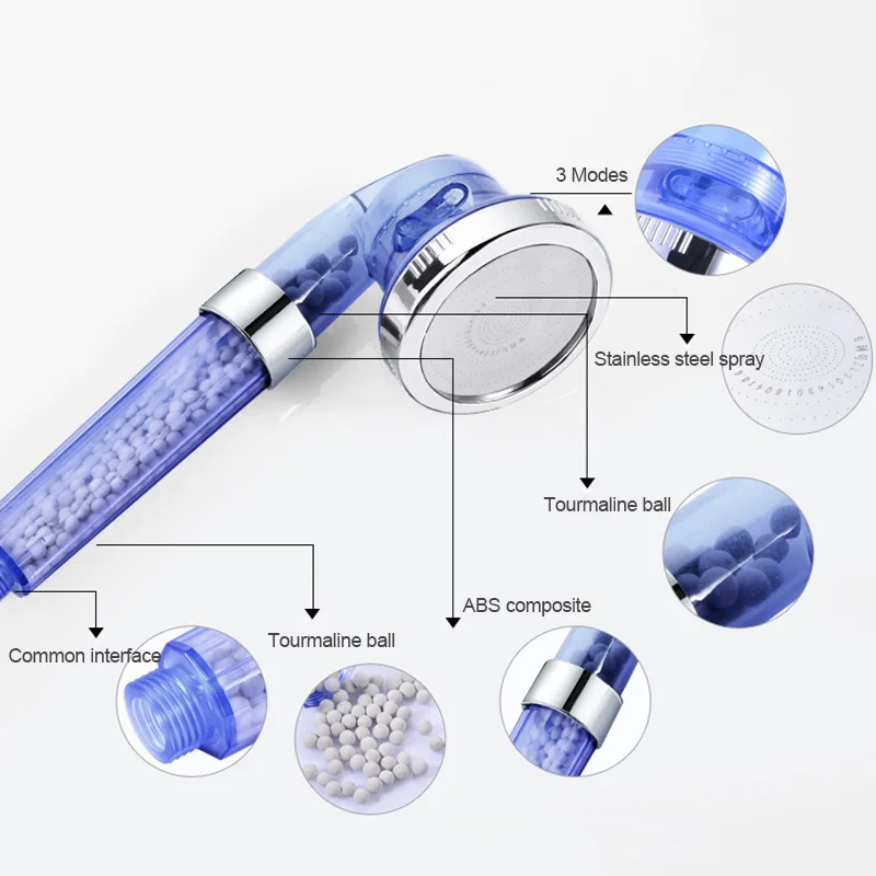 Насадка для душа 3 режима регулировки ручной Усилитель фильтрация высокое