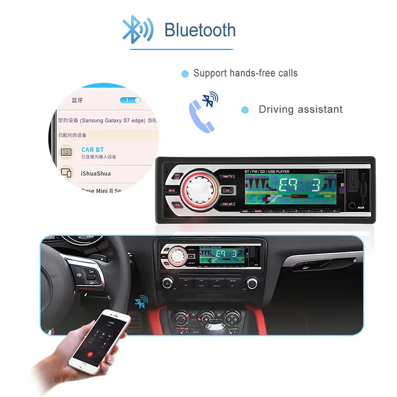 24 В грузовик автомобиль радио Bluetooth стереонаушники в тире 1Din FM Aux вход приемник SD