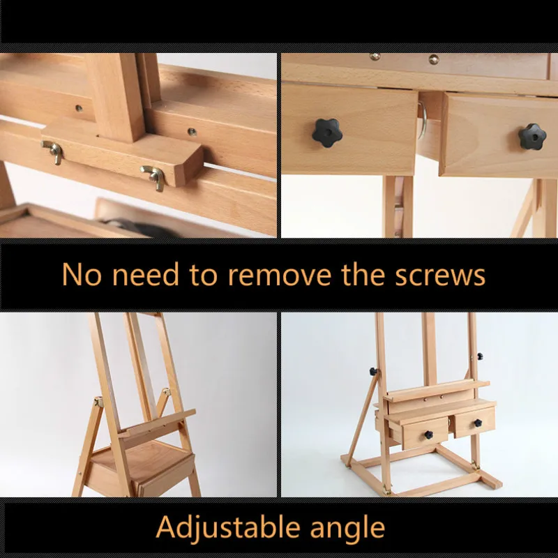 Double Drawer Easel Caballete De Pintura Oil Paint Artist for Painting Cajoneras Madera Wood Stand Art Supplies | Канцтовары для