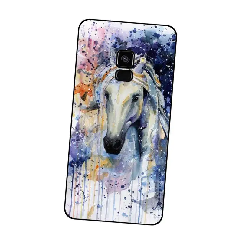 P239 Watercolor Horse Black Silicone Case Cover For Samsung Galaxy J2 J3 J4 J5 J6 J7 J8 Pro Plus Prime 2018 2017 |