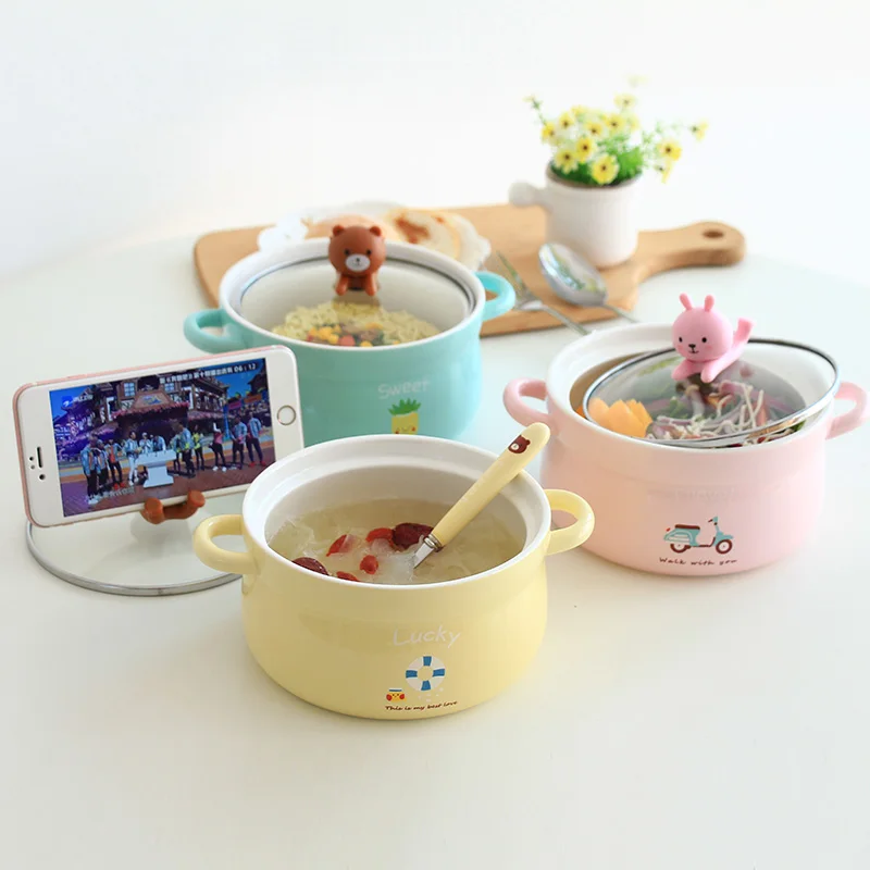 Креативная Kawaii большая лапша быстрого приготовления Ланч бокс с вилкой