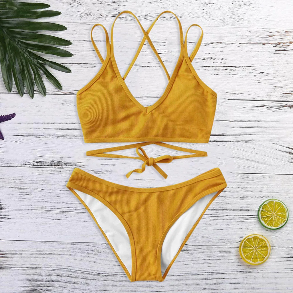 2019 Пасха 3 28 женское бикини купальный костюм для девочек однотонный бюстгальтер