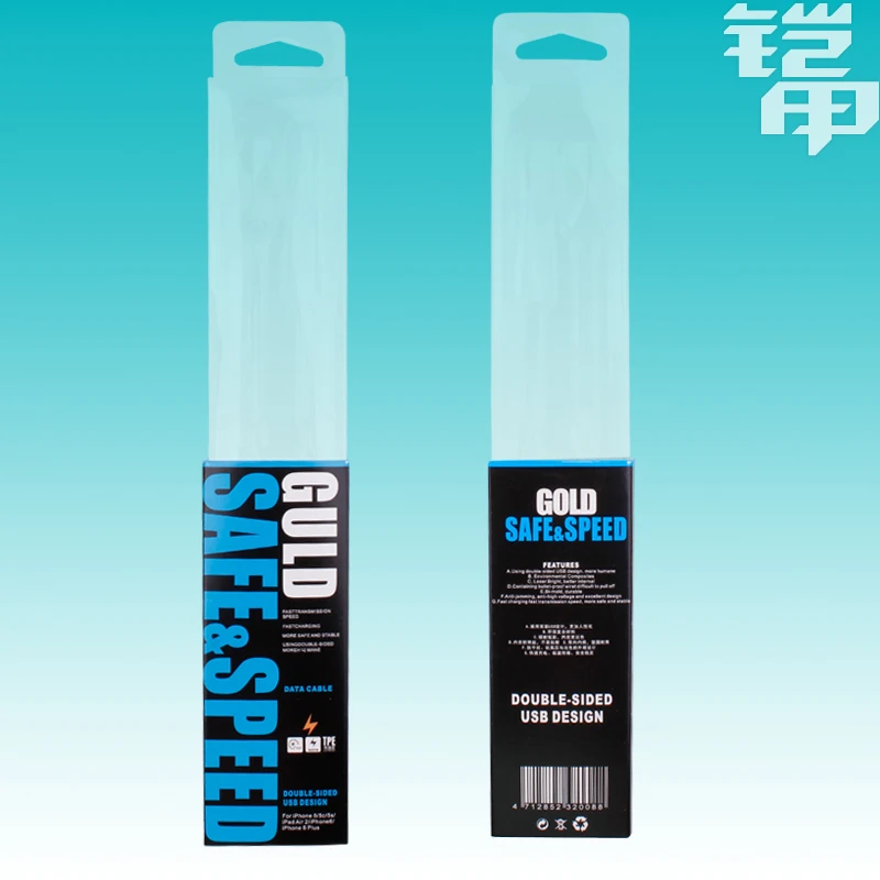 ПВХ пластиковая упаковочная коробка без печатной упаковки для 1 м микро USB кабель